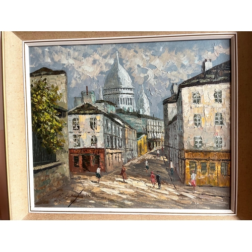 372 - Oil on Board Street Scene, Signed Gastrini, and a Signed Watercolour (60 cm W x 50 cm H)