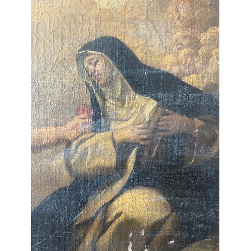 385 - Unframed Oil on Canvas, Religious Scene (65 cm W x 49 cm H)