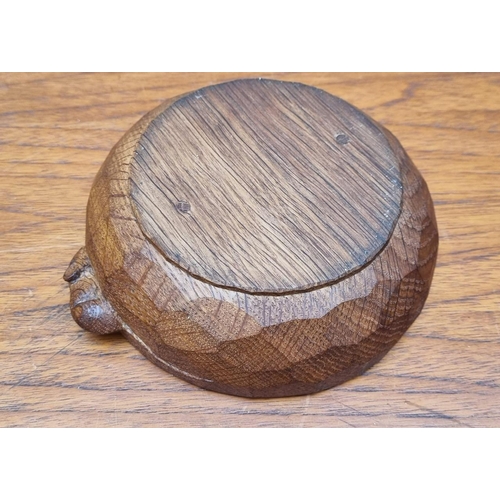 389 - Robert 'Mouseman' Thompson Carved Oak Nut Bowl, Arts and Crafts Pre 1955 Featuring Adze Mouse (17 cm... 