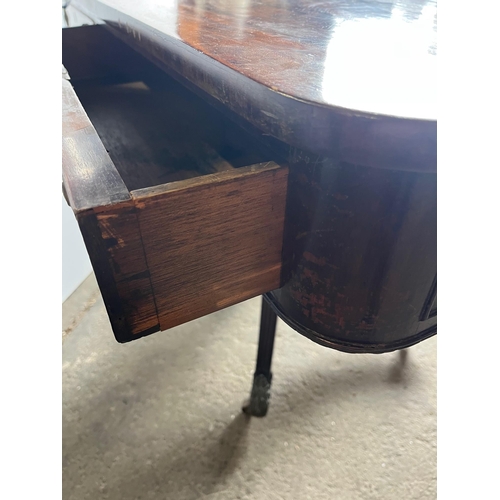 391 - Regency Mahogany Library Table with Two Real and Two Dummy Drawers on Four Splay Pod with Decorative... 