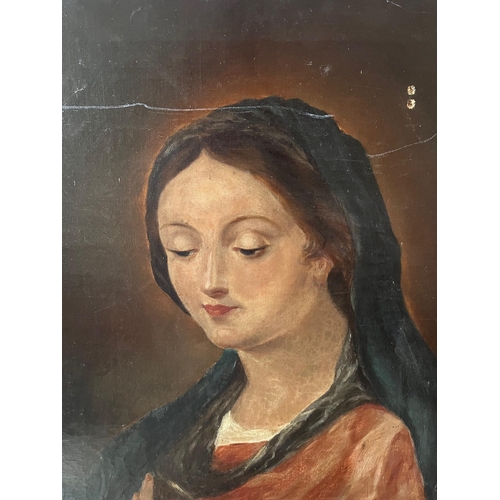 396 - Oil on Canvas of the Madonna (51 cm W x 61 cm H)