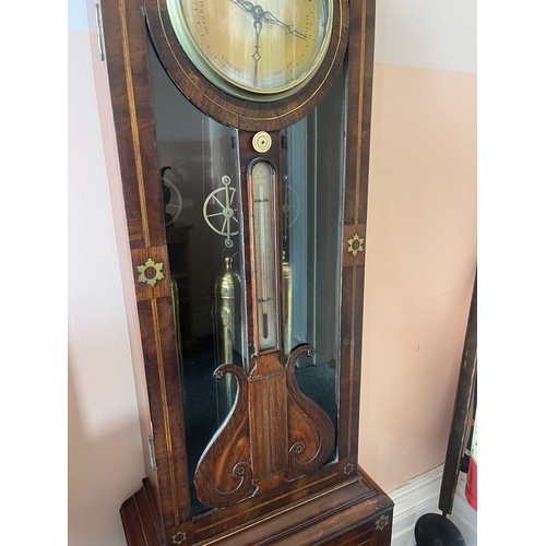 272 - Irish Mahogany Brass Inlaid Regulator Clock, Edward Smith Dublin (50cm W x 206cm H)