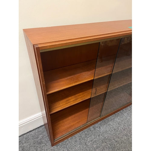 188 - Mid Century Teak Open Bookcase with Adjustable Shelves and Sliding Doors (95 cm W x 87 cm H x 24 cm ... 