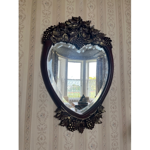 149 - Mahogany and Gold Embellished Mirror (55 cm W x 84 cm H)