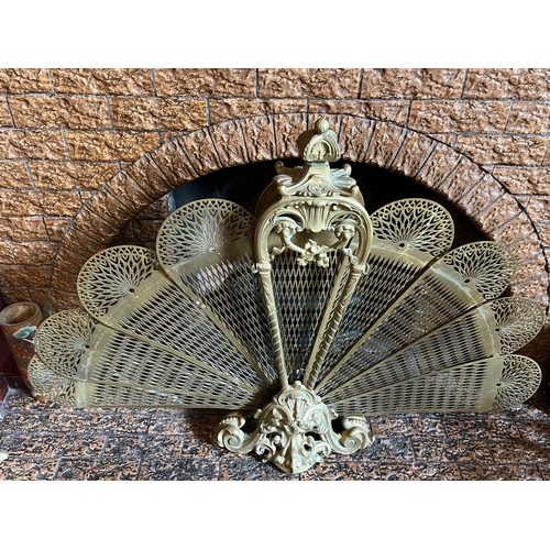 274 - Peacock Brass Fire Screen (66 cm H)