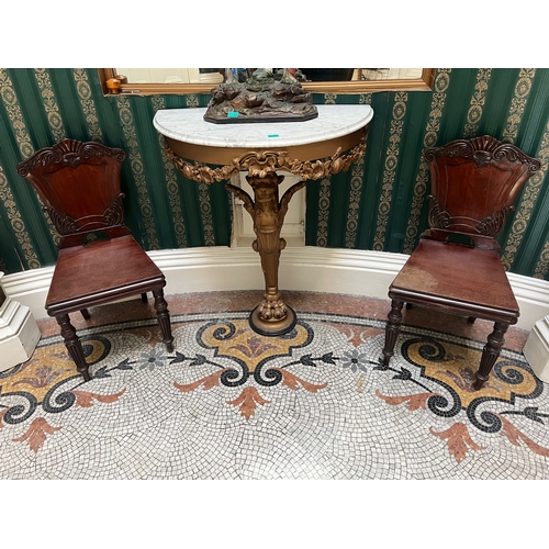 279 - Pair of William IV Mahogany Hall Chairs (40 cm W x 84 cm H x 40 cm D)