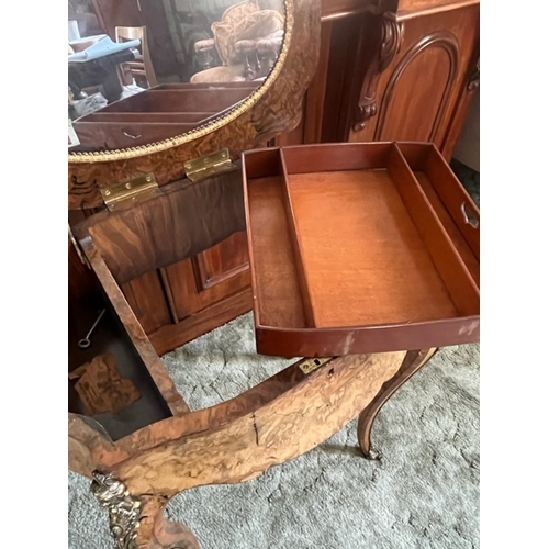 419 - Victorian Burr Walnut Lift Top Ladies Dressing Table with Kingswood Banding and Gilded Brass Mounts ... 