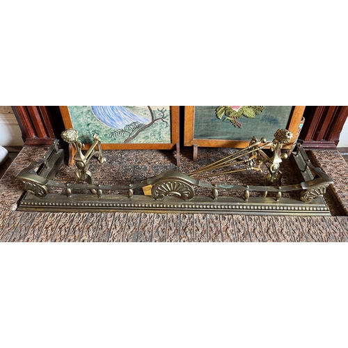 293 - Victorian Brass Fender (134 cm W x 37 cm D)