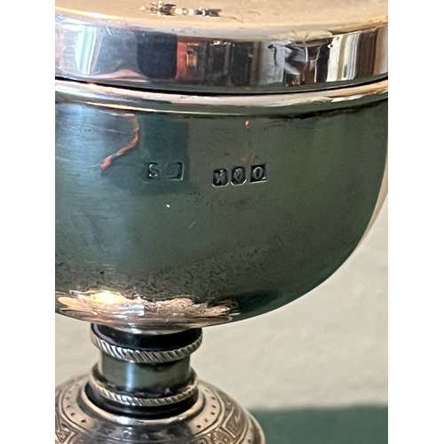 403 - Ciborium with Solid Silver Bowl, Ornate Semi Precious Ruby Cabachons.  The Base with Celtic Cross De... 