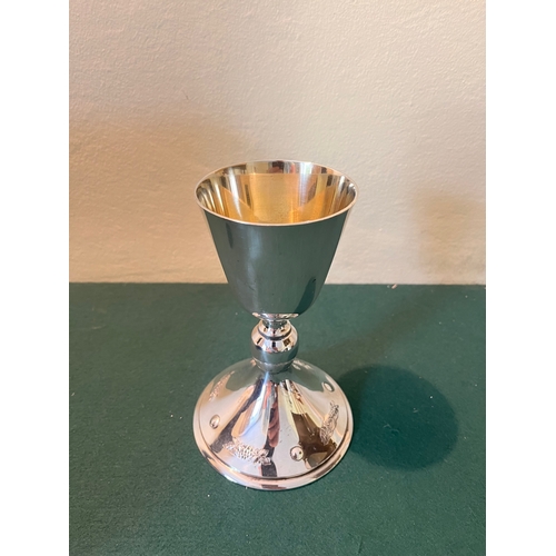 428 - Silver Plated Chalice and Paten with Original case (12cm W x 18cm H)