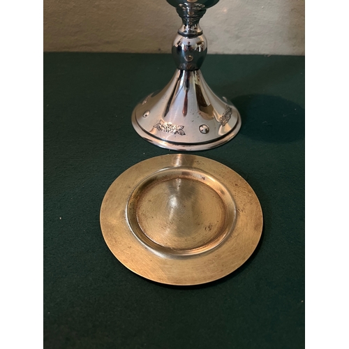 428 - Silver Plated Chalice and Paten with Original case (12cm W x 18cm H)