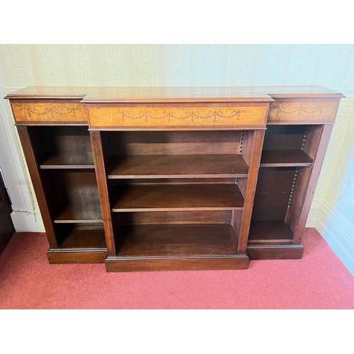 430 - Georgian Style Burr Wood and Mahogany Breakfront Book Shelves (157cm W x 107cm H x 32cm D)