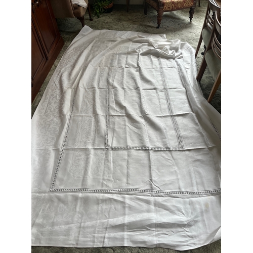 70 - Good Collection of 8 Linen Table Cloths, some Ecclesiastical - Largest 218 x 300