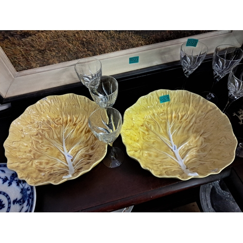 25 - Pair of Yellow Cabbageware Salad Bowls (33cm Diameter)