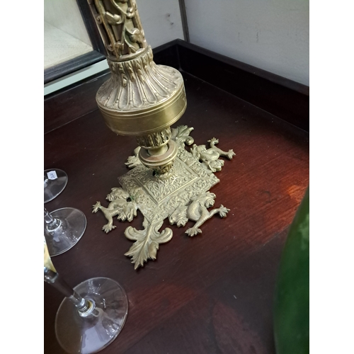 21 - Vintage Brass Candelabra Decorated with Oriental Dragon Figures (48cm Tall)