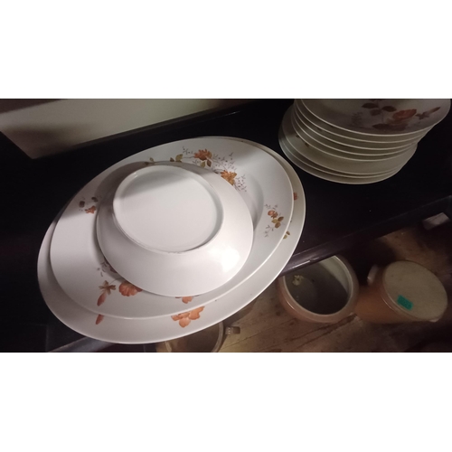 27 - Set of 3 Graduated Floral Platters and some matching Dinnerware