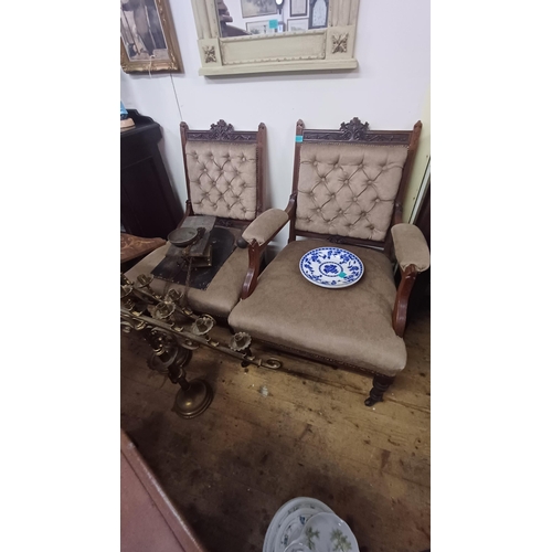 31 - Pair of Late Victorian Mahogany Drawingroom Chairs with Shamrock Leaf Decoration