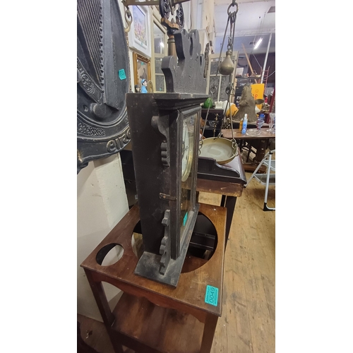 47 - Edwardian Gingerbread Clock with Pendulum and Key