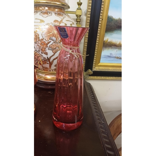 38 - Collection of Red Glass items including a Pair of Vases