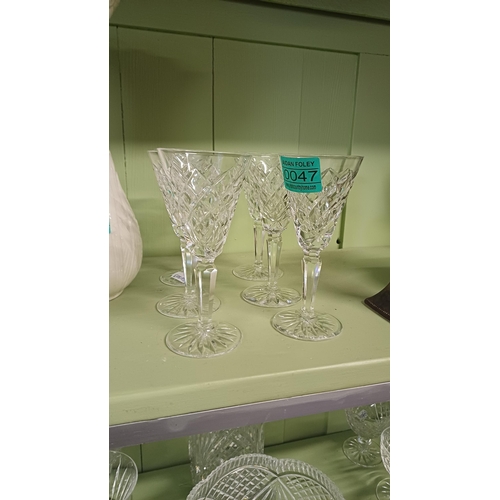 47 - Set of 6 Waterford Stem Glasses (14cm Tall)