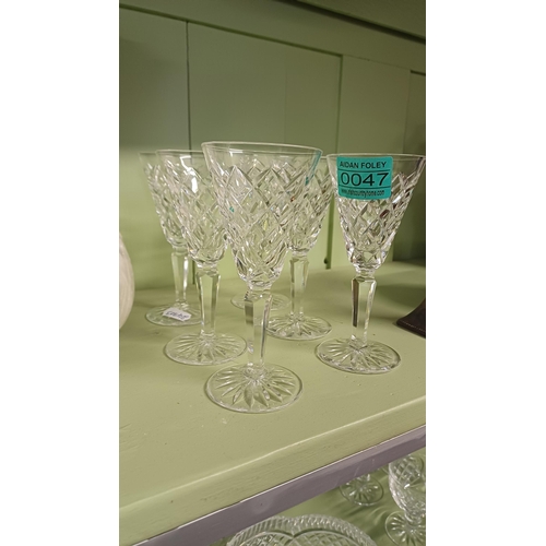 47 - Set of 6 Waterford Stem Glasses (14cm Tall)