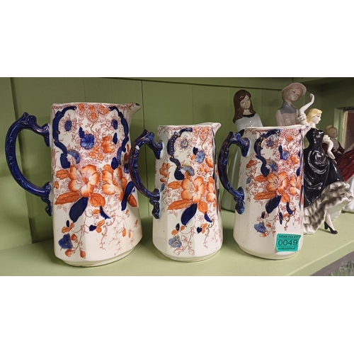 49 - Set of 3 Graduated Pottery Dresser Jugs