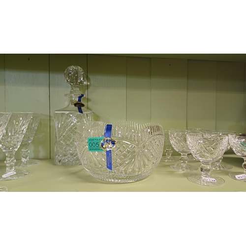 54 - Tipperary Cut Glass Decanter and a Tipperary Glass Fruit Bowl