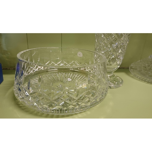 58 - Waterford Cut Glass Vase (22cm Tall) and a Waterford Fruit Bowl (18cm Diameter)