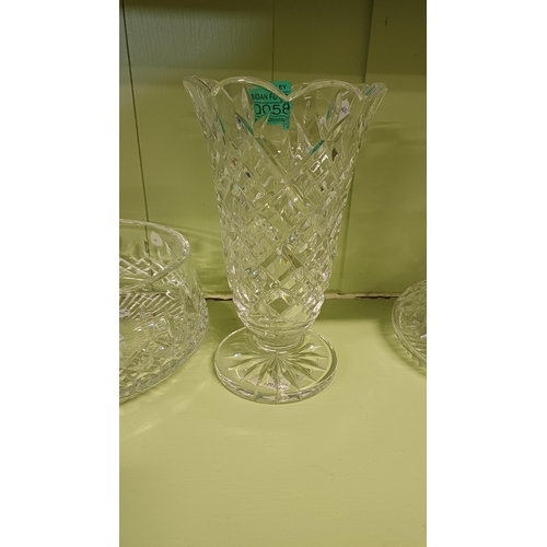 58 - Waterford Cut Glass Vase (22cm Tall) and a Waterford Fruit Bowl (18cm Diameter)