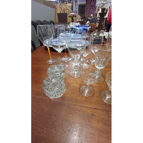 64 - Collection of Drinking Glasses and a Glass Swan Bowl