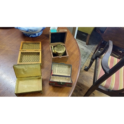 67 - Cased Brass Ship's Compass and 3 other collectible Trinket Boxes