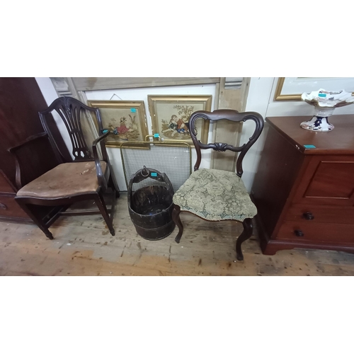 7 - Edwardian Mahogany Armchair and a Victorian Rosewood Occasional Chair