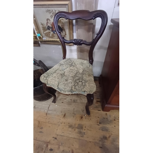 7 - Edwardian Mahogany Armchair and a Victorian Rosewood Occasional Chair