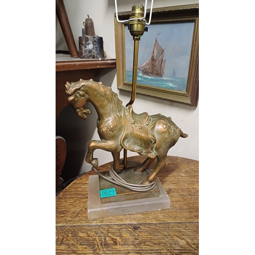 77 - Tang Horse Table Lamp on an Oynx Base