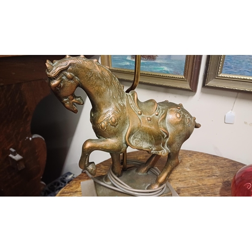 77 - Tang Horse Table Lamp on an Oynx Base