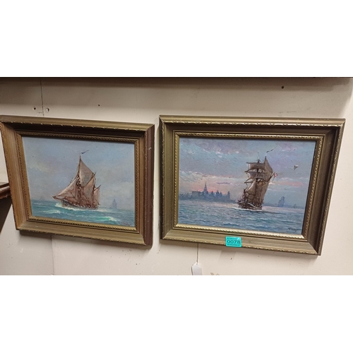 78 - Einer Ploug (1914-1983) Maritime Scenes - Pair of Oils (38cm x 21cm)