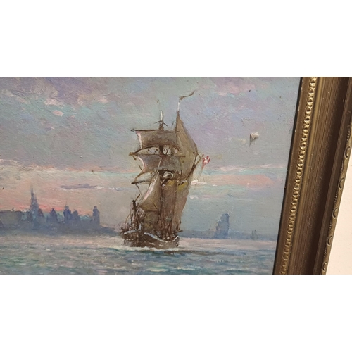 78 - Einer Ploug (1914-1983) Maritime Scenes - Pair of Oils (38cm x 21cm)