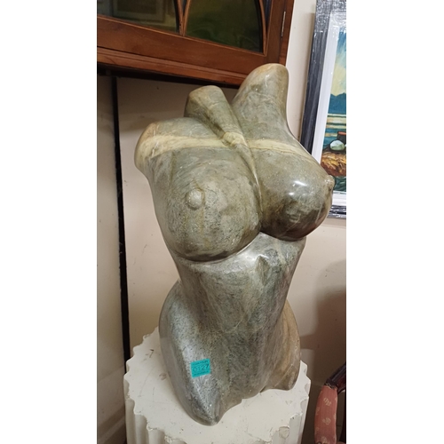 127 - 20th Century Marble Torso of a Lady (63cm Tall) - very heavy - does not include the stand