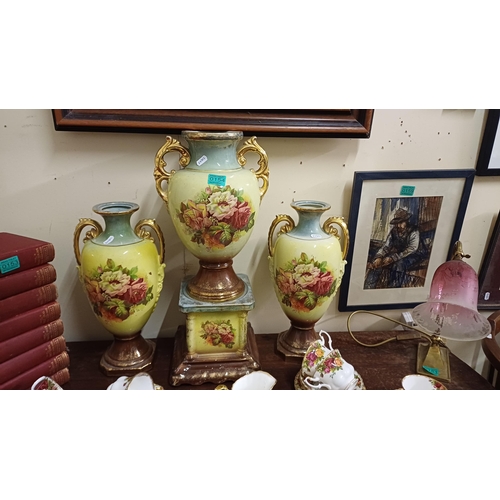 154 - Three Piece Victorian Style Vase Garniture Set