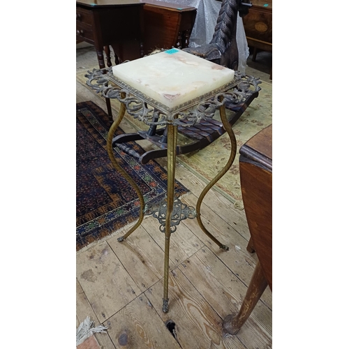 165 - Edwardian Brass and Marble Jardiniere Stand