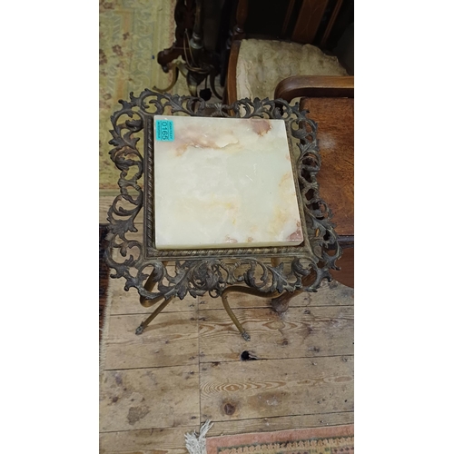 165 - Edwardian Brass and Marble Jardiniere Stand