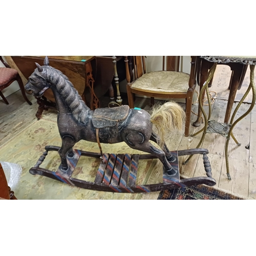 166 - Wooden Rocking Horse (missing 1 ear)