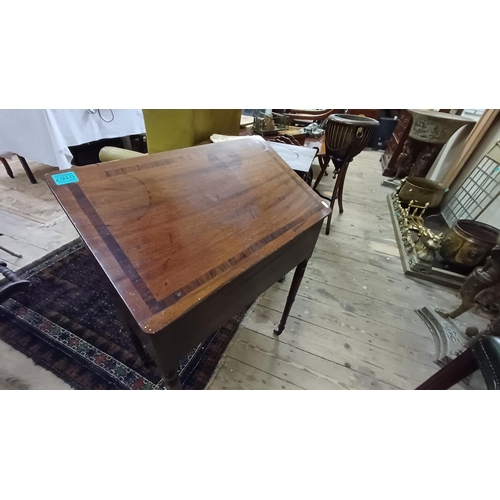 167 - Regency Mahogany Reading Table with Lift Up Top over 4 ring turned legs (losses)