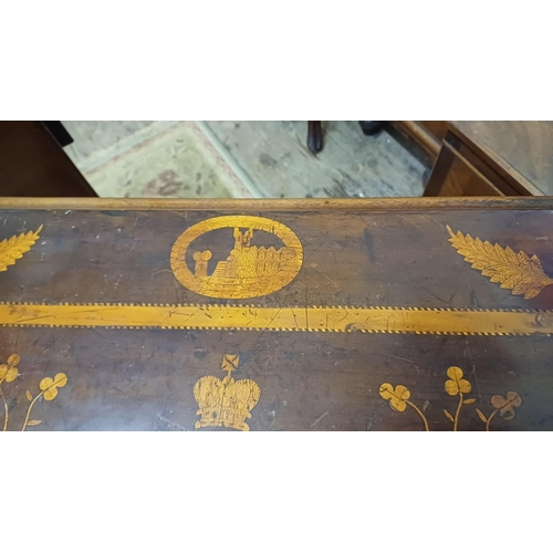 170 - 19th Century Killarney Wood Sewing Table Inlaid with Scenes of Muckross in Arubutus, Yew and Native ... 