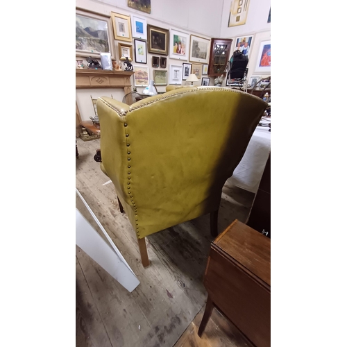 182 - Leather Wingback Armchair with Buttonback Upholstery - arms need covering