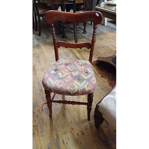 212 - Victorian Mahogany Ladies Chair on tapering leg together with a Bedroom Chair