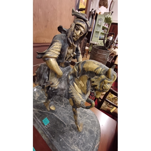 242 - Decorative Brass and Marble Statue of an Eastern Hunting Man (losses) - 58cm Tall