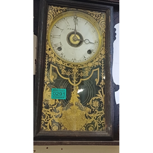 291 - Edwardian American Mantle or Wall Clock (64cm Tall)