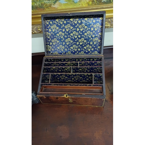 294 - Edwardian Leather Stationery Box with Gilt Decoration