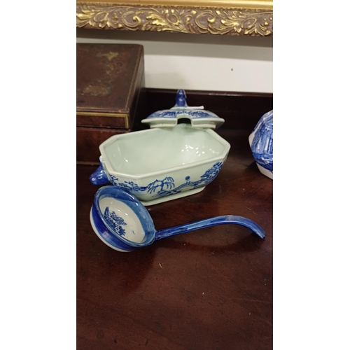 295 - Spode Jelly Mould, Mason's Jug and other Blue and White